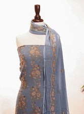 Royal Fashion Embroidered Chiffon Suits Unstitched 2 Piece - RF25EE 74 BLUISH GREEN